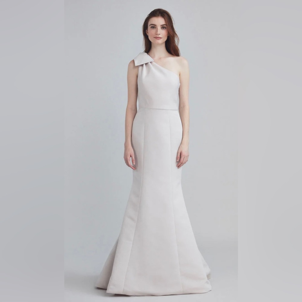 Amsale Sierra One-Shoulder Champagne Dress